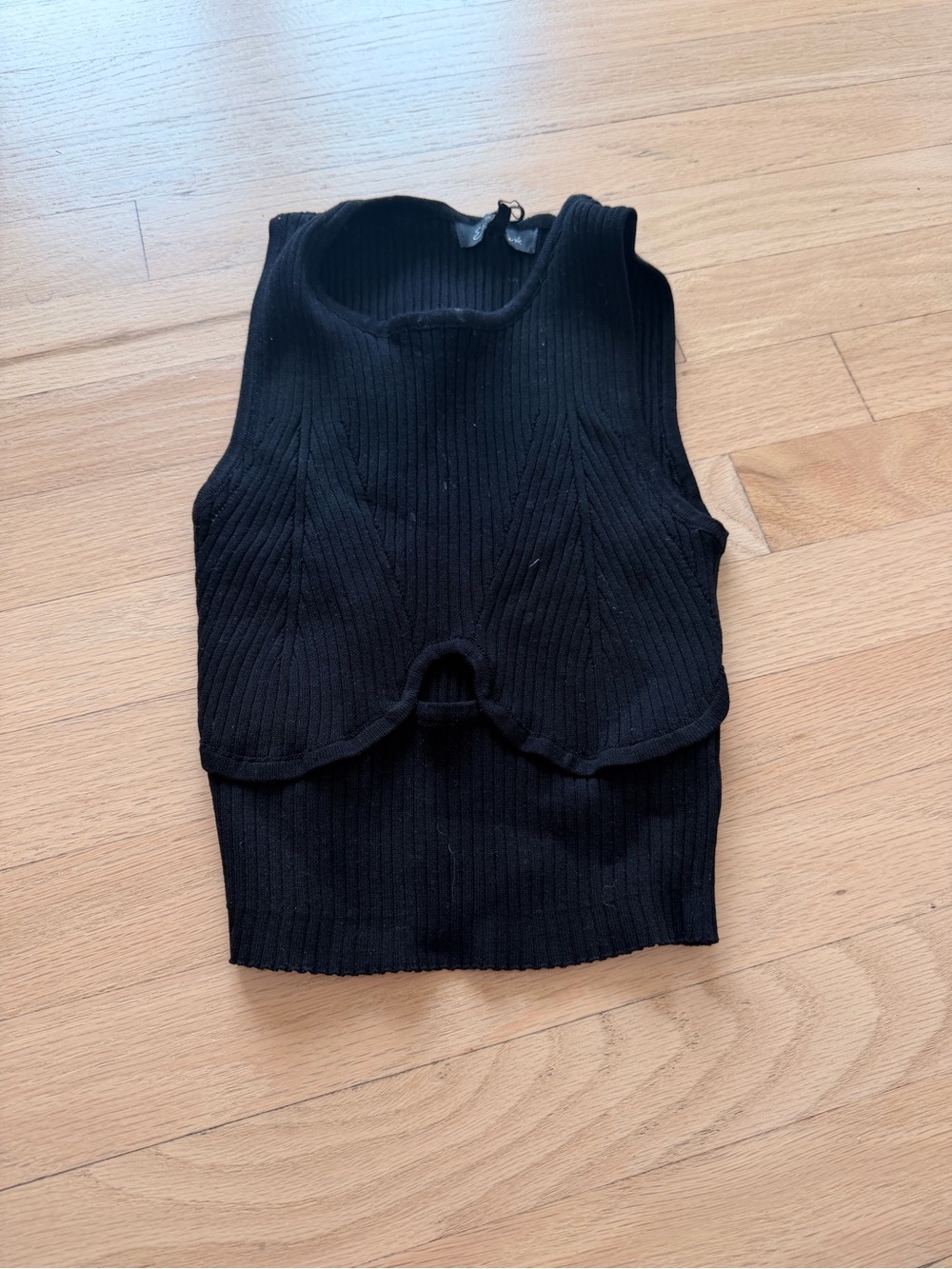 emory park Black Ribbed Layered Tank Top